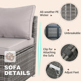 IJIALIFE 7 Pieces Patio Furniture Set, Modular Patio Set Wicker Outdoor Sectional Sofa Set PE Rattan Wicker Patio Conversation Set with Thickened Cushions and Coffee Table,Gray Wicker/Gray Cushion IJIALIFE