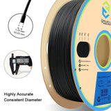 YOUSU Polypropylene PP Filament, 1.75mm 3D Printer Filament for 3D Printing, 1kg(2.2lbs) 5pcs Build Sheet Included, Semi-Flexible Ultra Tough Filament, Black Yousu