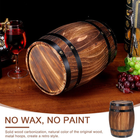 OFFSCH Oak Barrel Decoration Props Antique Decor Wooden Planter Retro Decor Succulent Pot Beer Barrel Wooden Barrel Ornament Red Wine Barrel, 10.61X8.25X8.27in OFFSCH