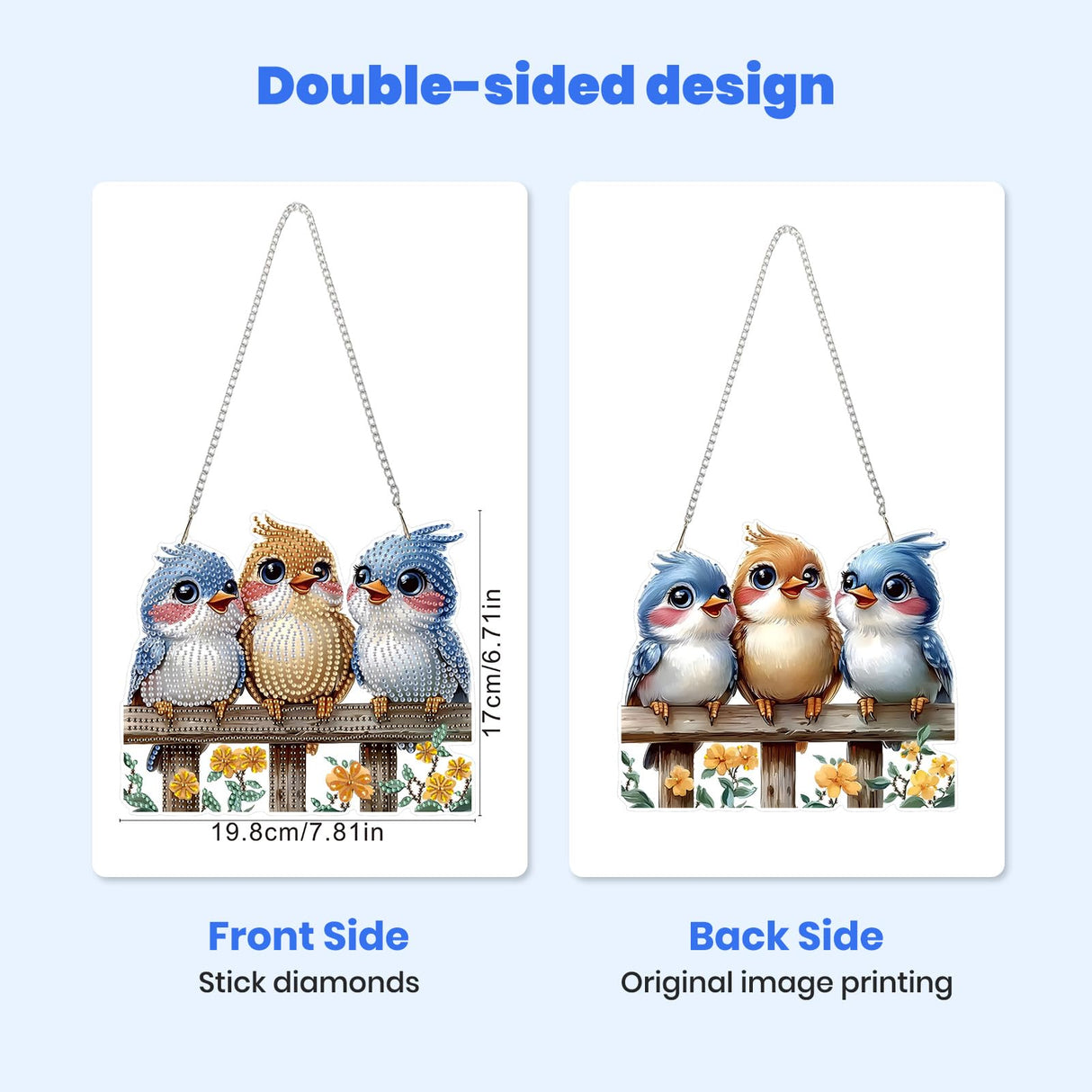 MXJSUA Three Birds Special Shaped Hanging Diamond Painting Art Kits for Adults, Crystal Rhinestone Acrylic Gem Art Pendant Ornaments Kit for Home Decoration and Gift MXJSUA