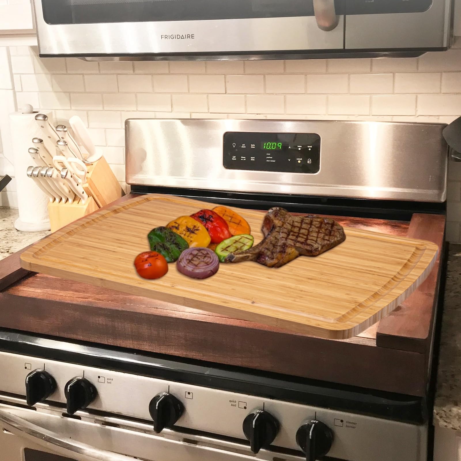 30" Extra Large Bamboo Cutting Boards for Kitchen, Wooden Chopping Board with Juice Groove, Reversible Butcher Block Cutting Board Carving Board for - WoodArtSupply