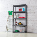 Sterilite 2-Pack 5 Shelf Unit, Heavy-Duty Shelving Storage Rack for Home and Garage, Gray - Multipurpose Plastic Organizer Shelves for Smart Organization Sterilite
