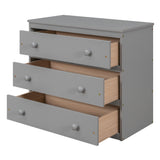 Ball & Cast Low Study Full Size Loft Bed with Cabinet and Rolling Portable Desk,Wood Bedframe w/Full-Length Guard Rail & Shelves,Chest of Drawers,Bedroom Furniture for Dorms,Gray Ball & Cast