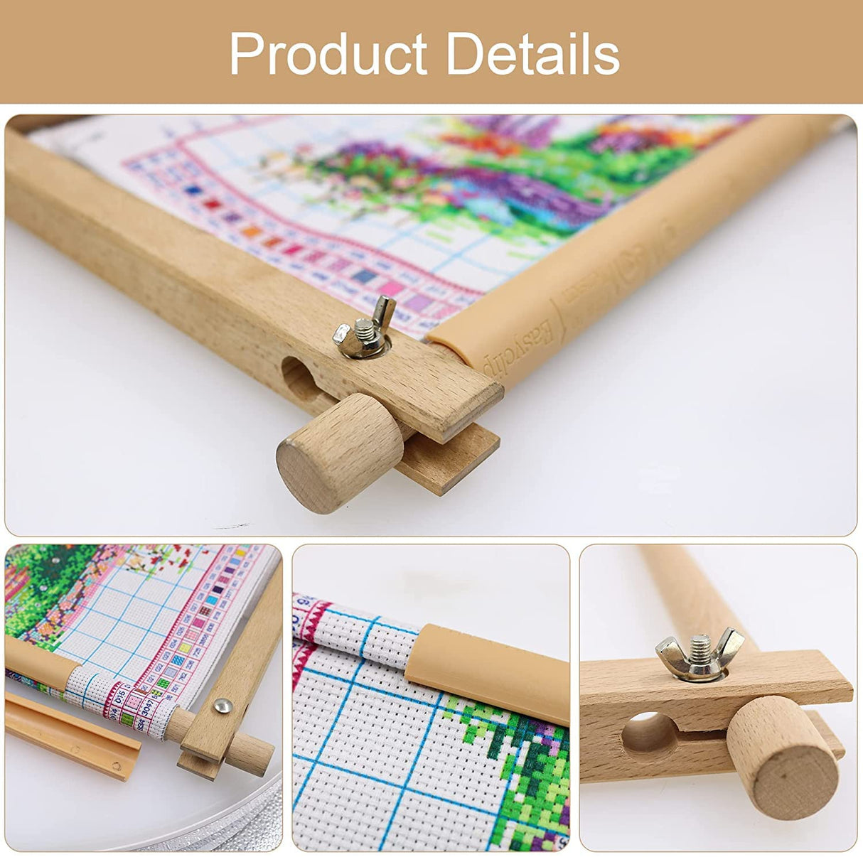 Beech Wood Tapestry Scroll Embroidery Frames, Needlepoint Cross Stitch Holder, Quilting Frames, Needlepoint Holder, Stitching Frame for Sewing, Cross Stitch, Embroidery Projects ziqianhard