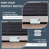 MAXYOYO 6" Extra Thick Floor Futon Mattress, Foldable Japanese Floor Mattress for Adults, Roll Up Tatami Pad for Guest Room, Black, Queen MAXYOYO