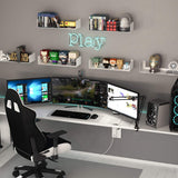 Wallniture Bali White U Shape Floating Shelves for Wall, CD DVD Storage Shelves and Metal Bookshelf Set of 6 Wallniture