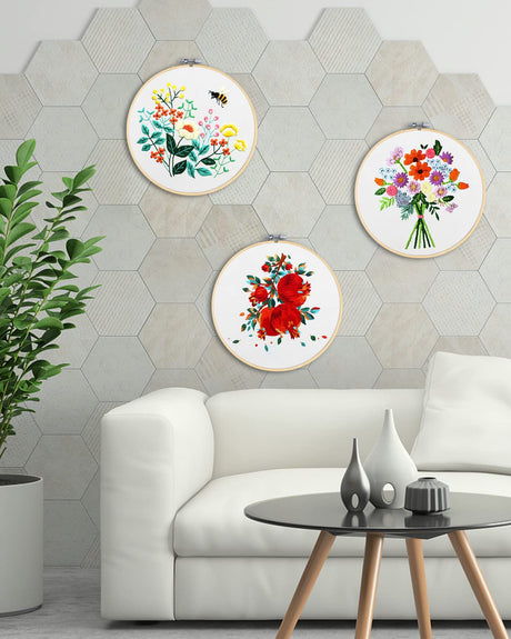 3 Pieces Embroidery Hoops, 8 inch Bamboo Frame Circle Cross Stitch Hoop Ring Embroidery Hoops Set for Embroidery and Cross Stitch TINDTOP