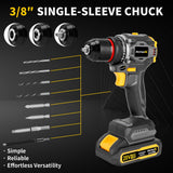 AwxryoX Brushless Compact Drill Tool Set, 60N.m 20V Cordless Drill Tool Box with 2 Battery, 135Pcs Man Household Tool Set with DIY Hand Tool Kits, 531 In-lb Tool Set with Drill for Daily Home Repair AwxryoX