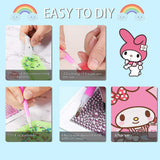 PERFECTSIGHT Cute 5D Diamond Art Kits with Wooden Frame, Kawaii DIY Painting Art for Adults, Diamond Arts and Crafts Sets, Big Gem Full Drill Diamond Dots for Women Beginners (Milk) PERFECTSIGHT