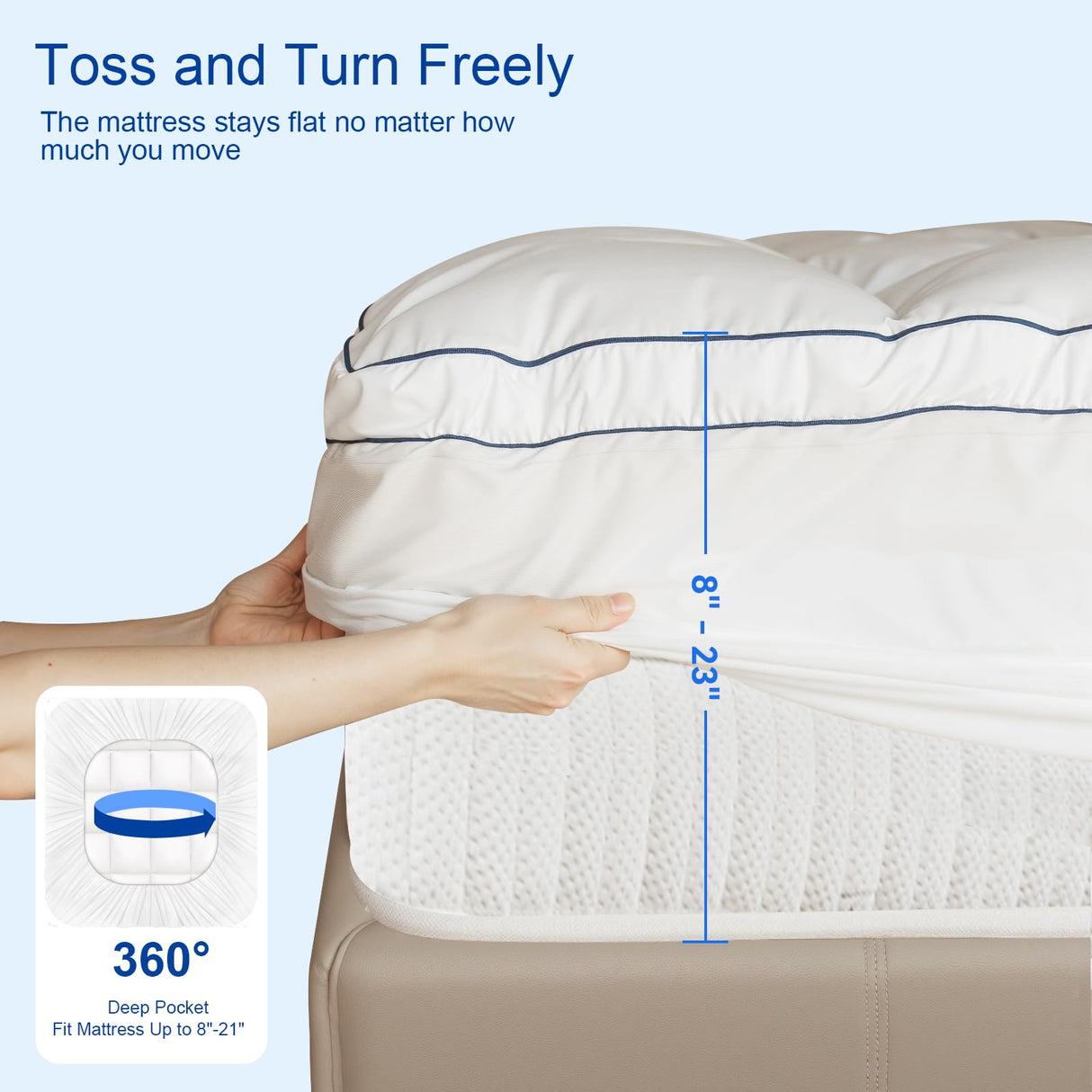 KAYFIA Twin Mattress Topper,Extra Thick Mattress Pad Cover for Deep Sleep,3D+7D Snow Down Alternative Fill Overfilled Plush Pillow Top with 8-23 Inch Deep Pocket-White Kayfia