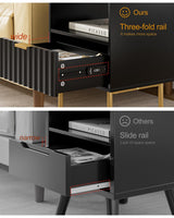 Aienvey Nightstand,Modern Bedside Table with Gold Frame,Black Night Stand,Bedside Furniture, Modern Side Table with Drawer and Shelf for Bedroom,Living Room (Black) Aienvey
