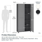 SystemBuild Evolution Kendall 36" Utility Storage Cabinet, Graphite Gray/Light Gray SystemBuild