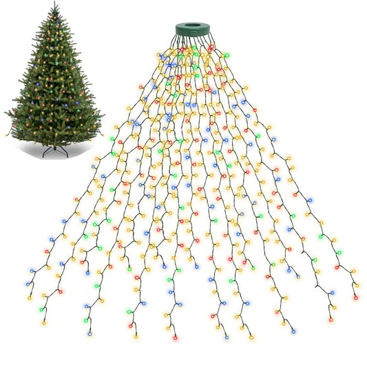 BOLWEO Christmas Tree Lights, 592LED 16 Lines Christmas Lights for Tree 8 Modes for 8ft-10ft Christmas Tree, UL Certified Indoor Outdoor Christmas Decorations 16 * 9.8ft Drops Multi-Colored