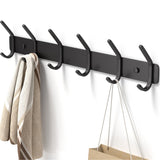 GWAAZXGZ Coat Rack Wall Mount Hooks - 15 Inch Black Hat Rack, Minimalist Design with 6 Hooks for Hanging Coats, Bags, and Towels in Entryway, Livingroom, Bedroom, Bathroom, and Kitchen, 1 Pack GWAAZXGZ