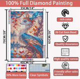 Liccyy 40 * 70CM 5D Diamond Art Painting Kits for Adults Teen Starters with Tools,DIY Full Crystal Drill Bead Art Paints by Numbers for Home Wall Decoration Gift,Phoenix Round Gems Liccyy