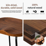 HeuGah Bar Stools Set of 3, Solid Wood Counter Height Bar Stools 26 Inch Barstool Chair for Kitchen Island Rustic Saddle Seat Backless Stools with Metal Leg (Walnut, 3 PCS 26Inch Counter Chair) HeuGah