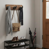 MyGift Burnt Wood Wall Mount Coat Hook Rack and Hat Rack with 3 Hooks Pipe Fixture Design MyGift