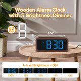 Netzu Wooden Alarm Clock, Loud Digital Clock with 5 Volumes, 12 Ringtones, Manual DST, Snooze Plug-in Alarm Clock for Heavy Sleepers Bedroom Bedside Living Room Office Wood Decor (Blue) Netzu