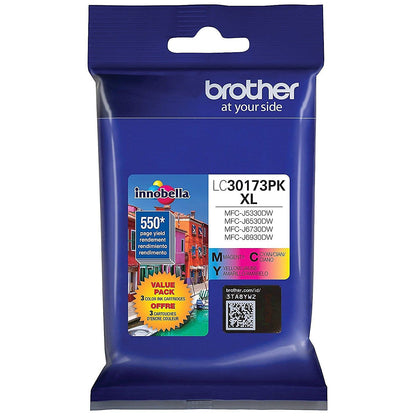 Brother Printer LC30173PK High Yield XL 3 Pack Ink Cartridges- 1 Ea: Cyan/Magenta/Yellow Ink