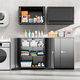 INTERGREAT Metal Cabinet with Lock, Lockable Metal Storage Cabinets with Doors and Shelves for Garage, Black Locking Garage Storage Cabinets 42"×36"×18" INTERGREAT