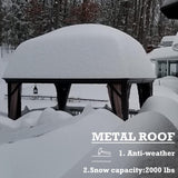 Kozyard Alexander Hardtop Aluminum Permanent Gazebo with a Mosquito Net and Privacy Sidewalls (Alexander 12'x14' (Brown) Kozyard