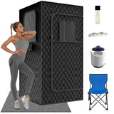 MXMZHXU Home Portable Steam Sauna, 3Ft*3Ft*6Ft Sauna Tent Sauna Box with 3L 1200W Steamer, Remote Control, Folding Chair, 15 Levels 60 Mins Working（Wider&Taller 3Ft*3Ft*6Ft，Black） MXMZHXU