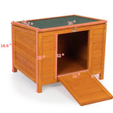 Small Wood Rabbit Hutch Bunny Cage, Raised Cat House with Ladder for Small Animals, Orange ANNECOSK