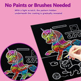 JUNQIU Scratch Art for Kids, Rainbow Scratch Paper Art Set - Unicorn, Arts and Crafts for Girls Boys Ages 4-8, Kid Activity & Christmas Crafts, Stocking Stuffers for Kids JUNQIU US