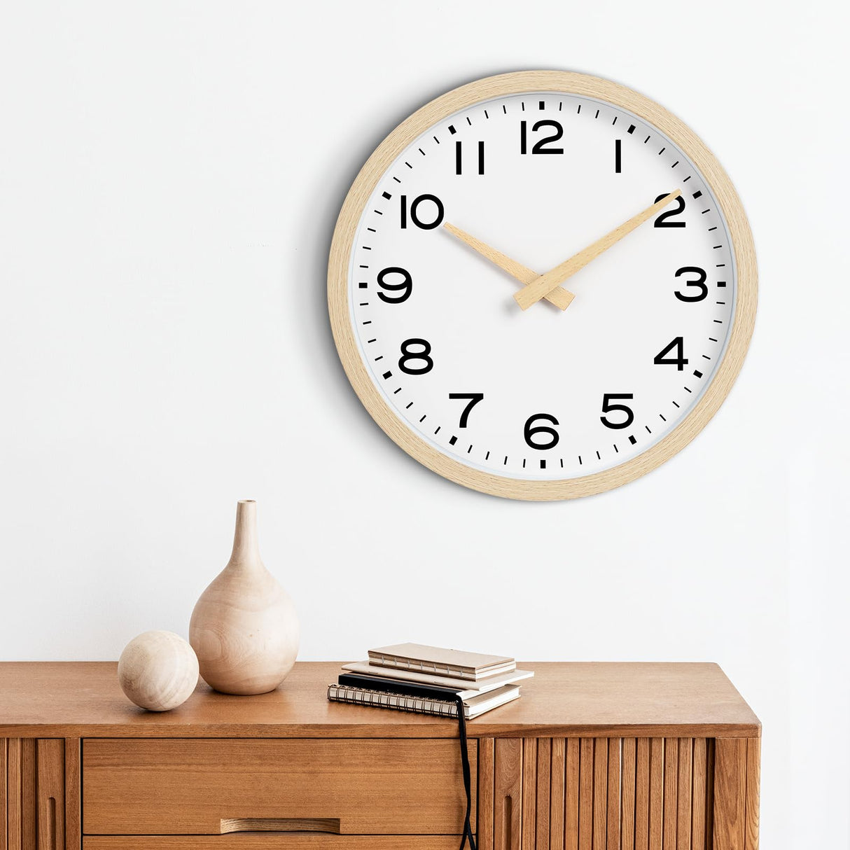 AKCISOT Wall Clock,Boho Kitchen 10 Inch Wall Clocks Battery Operated Non Ticking,Silent Modern Clock Decorative for Bedroom,Office,Bathroom,Living Room,Home (Wood Grain) AKCISOT