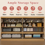 Loomie 6 Drawer Dresser with Power Outlet, Modern Chest of Drawers with LED Light, Dresser for Bedroom, Double Wide Drawer Dresser Organizer Cabinet for Living Room,Entryway (White & Light Wood) Loomie