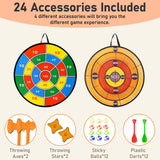 Foam Axe Throwing Game Set,26 inch Large Dart Board,Indoor Outdoor Target Game,Includes a 26 Inch Double-Sided Easy Fold Target,2 Throwing Axes&Stars,12 Sticky Balls&Darts,A Carry Bag,2 Hooks WodGod