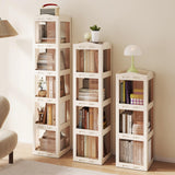 Giantex Foldable Rotating Bookshelf, 3-Tier Spinning Bookcase w/Swivel Base, 360° Revolving Bookshelf Tower, Tall Corner Display Shelf, Translucent Storage Organizer for Living Room, Study Giantex