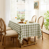 Softalker Spring Checkered Tablecloth Rectangle, Heavy Weight Linen Cotton Gingham Boho Table Cloth with Tassel, Wrinkle Free Buffalo Plaid Table Cover for Dining/Party/Outdoor - 55 x 84 Inch, Sage Softalker
