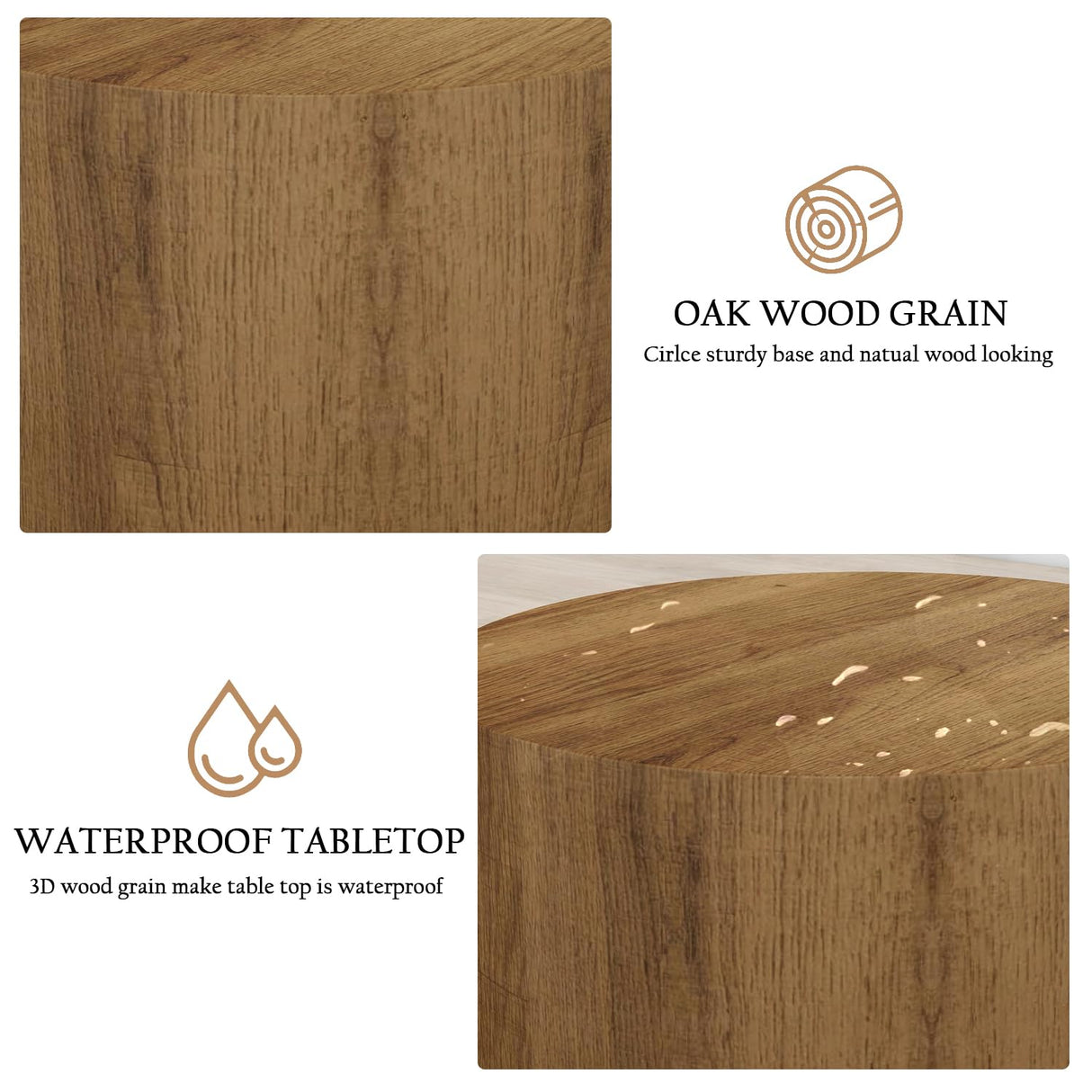 Vikiullf Nesting Coffee Table Set of 3, Round Wooden Coffee Tables, Modern Circle Table for Living Room, Bedroom, Accent Side Table End Table, Saving Space Design and No Need Assembly Vikiullf