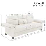 LIKIMIO Sofa Couches for Living Room, with Adjustable armrests, Extra Deep Seats 3 Seater Sofa, Modern Couches for Living Room/Apartment, Easy Assembly, Beige Chenille (92 Inch) LIKIMIO