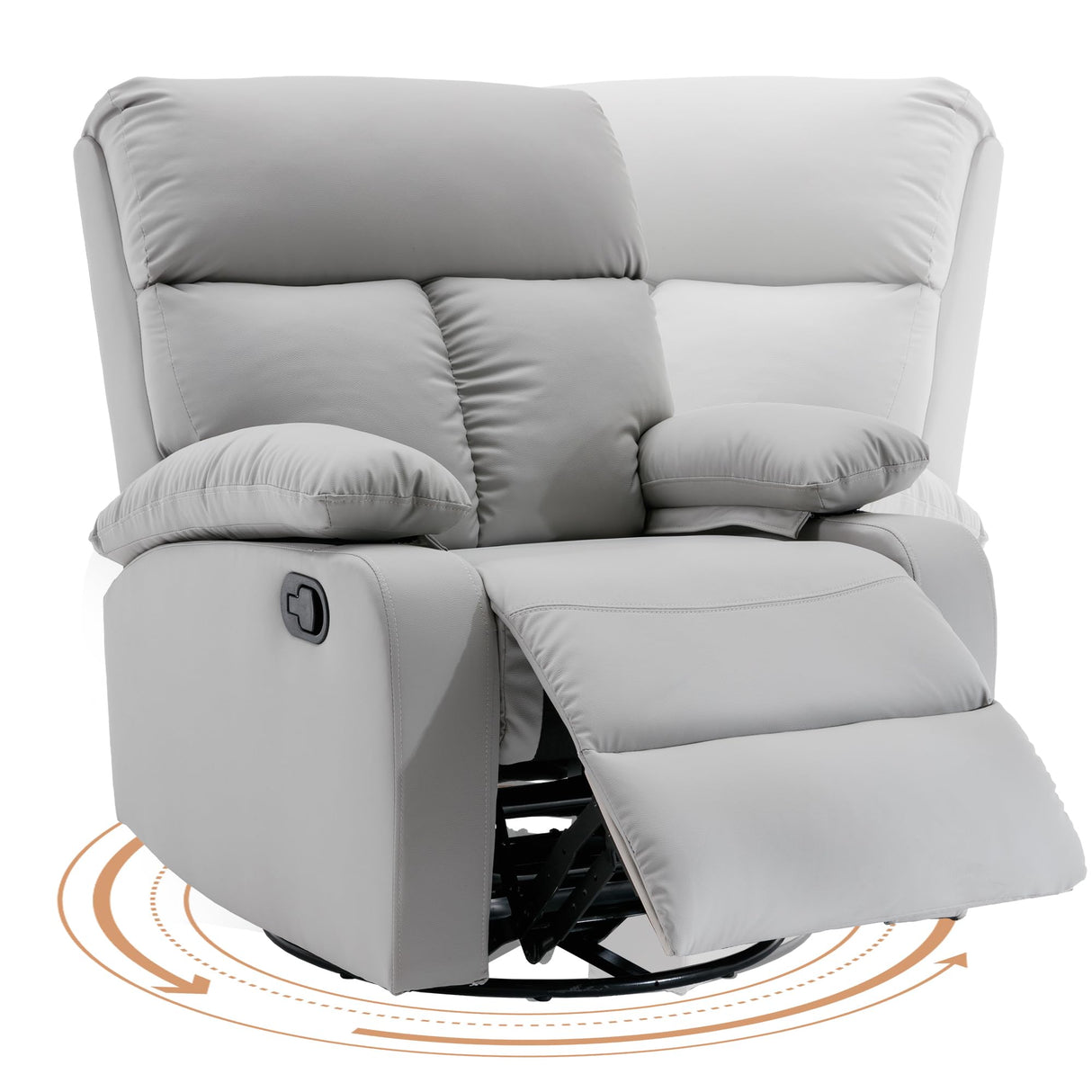 hzlagm Swivel Rocker Recliner, Rocking Recliner Chair, Small Rocker Recliners for Small Spaces, Living Room, Bedroom, Nursery, RV, Light Grey hzlagm