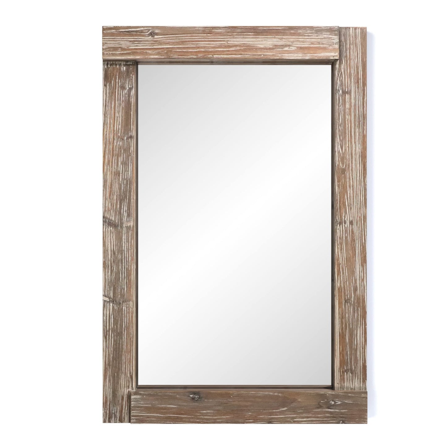 Barnyard Designs 24x36 Dark Wood Farmhouse Wall Mirror, Wooden Large Rustic Wall Mirror, Bedroom Mirrors for Wall Decor, Decorative Wood Wall Mirror Living Room or Bathroom Vanity, Brown