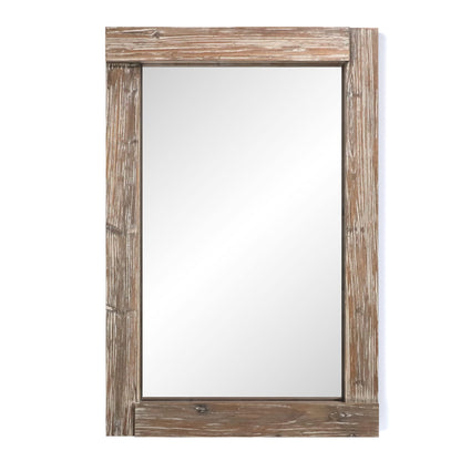 Barnyard Designs 24x36 Dark Wood Farmhouse Wall Mirror, Wooden Large Rustic Wall Mirror, Bedroom Mirrors for Wall Decor, Decorative Wood Wall Mirror Living Room or Bathroom Vanity, Brown