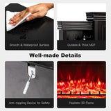 Tangkula 70" Mantel Fireplace, 750W/1500W Electric Fireplace w/Mantel & Built-in Bookshelves, 28.5-Inch Electric Fireplace w/Remote Control, 1-8H Timer, Adjustable Flame Brightness & Color (Black) Tangkula