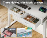 AODK Electric Standing Desk with Drawers, 47 Inch Height Adjustable Small Desk with Power Outlets, Sit Stand Table, Writing Computer Desk for Home, Office, Workstation, White AODK