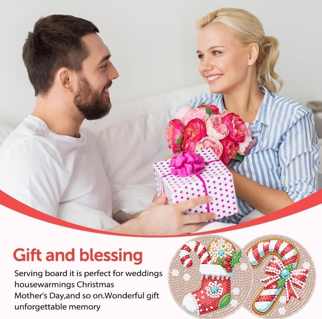 8 Pcs Diamond Art Coasters for Adults,5D DIY Diamond Painting Coasters Kit with Holder,Easy Christmas Diamond Painting for Beginners,Holiday Decor. Amzdiyfun