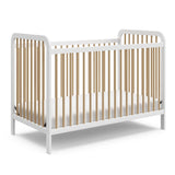 Storkcraft Pasadena 3-in-1 Convertible Crib (White with Driftwood) – GREENGUARD Gold Certified, Converts to Daybed and Toddler Bed, Fits Standard Full-Size Crib Mattress, Adjustable Mattress Height Storkcraft