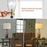 HUITICO Rustic Farmhouse Table Lamp for Living Room End Table Deer Antler Lamps with USB Ports 28" Tall Western Lamps for Bedroom Cabin Country Lamps for Nightstand, Single, Bulb Not Included HUITICO