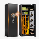 10-12 Gun Safe for Home Rifle and Pistols,No Assembly Required Gun Safe Locker,Biometric Fingerprint Locking Cabinet,Electronics Keyboard Password Cabinet Safes,Adjustable Partition Storage Rifle Case Leariso