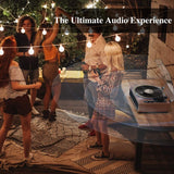 1 by ONE High Fidelity Belt Drive Turntable with Built-in Speakers, Vinyl Record Player with Magnetic Cartridge, Bluetooth Playback and Aux-in Functionality, Auto Off 1byone