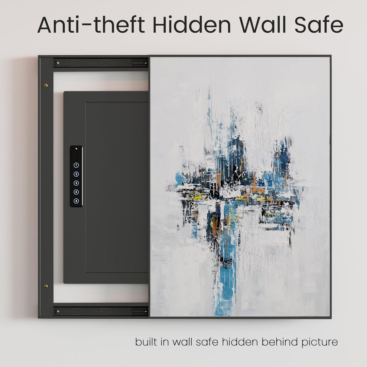 Grimtron Quick Access Wall Safe with Removable Pegboard & Shelfs, Flat Hidden Wall Safes Between The Studs 16" Centers, Black Wall Mount Safe for Valuables Grimtron