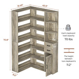 UPOSOJA 7-Shelf Farmhouse Corner Bookshelf with Lockers & Drawers, 71" L-Shaped Large Storage Shelf Display Rack for Bedroom, Living Room, Home Office (Gray) UPOSOJA