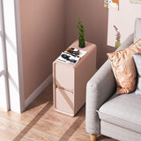 VICITON Modern Narrow Faux Leather Nightstand, Solid Wood Drawer, Storage Accent Table, Small Side End Table for Bedroom (Pink, Narrow) VICITON