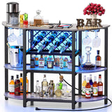 Zarler Bar Table Cabinet, Home Mini Bar Cabinet for Liquor, Metal Wine Bar Stand with 4-Tier Storage, Easy to Assemble, Light Grey Zarler