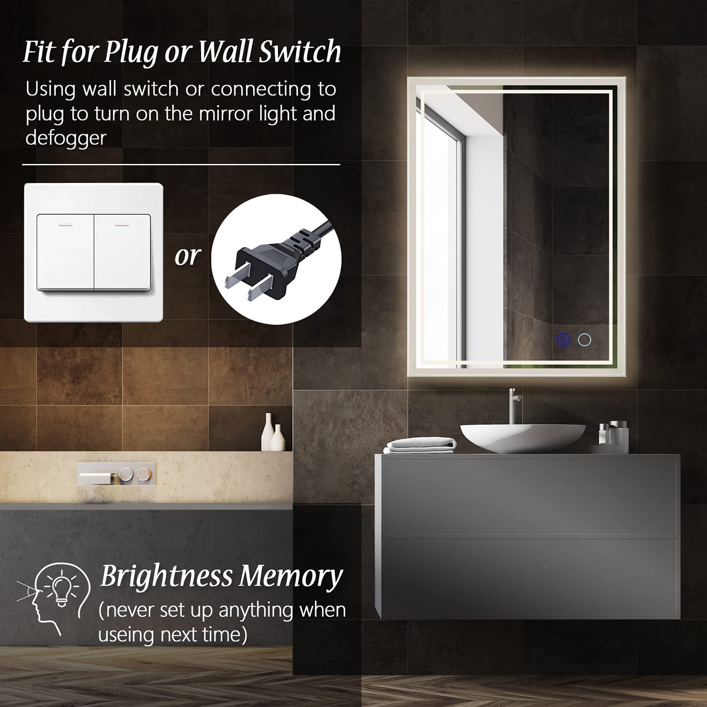 ZELIEVE 24x32 LED Bathroom Mirror,Led Mirror for Bathroom,Bathroom Mirror with Lights,Backlit Mirror,Anti-Fog,Dimmable,CRI90+,Touch Button,Water Proof,Horizontal/Vertical，Wall Mounted